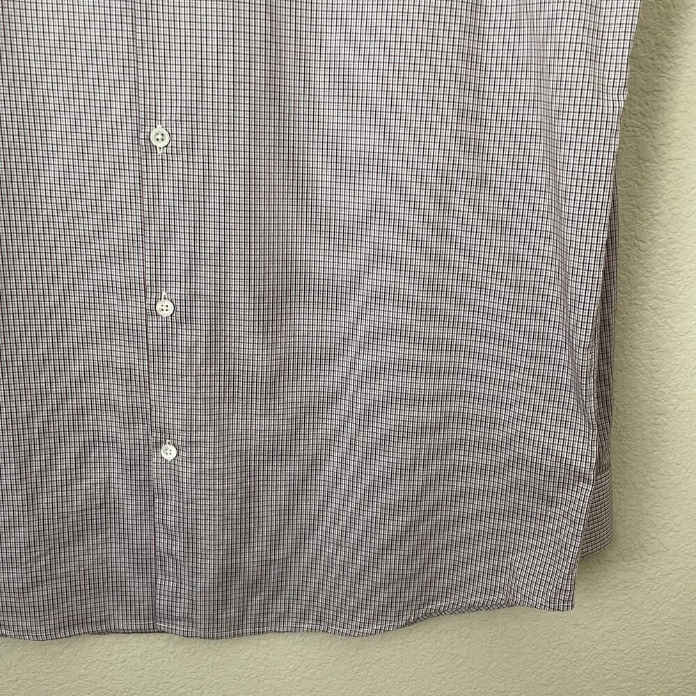 Theory Shirt Mens 17 32-33 White Red Plaid Button Up Long Sleeve Cotton Preppy - Picture 6 of 12